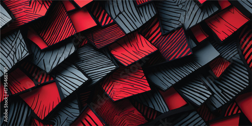 Elegant abstract red and black striped silk necktie for men's formal business clothing