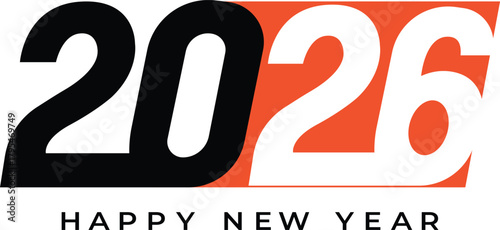 Simple 2026 Happy New Year Template Design. Minimalist 2026 New Year Greeting Layout. Clean and Modern 2026 Happy New Year Template