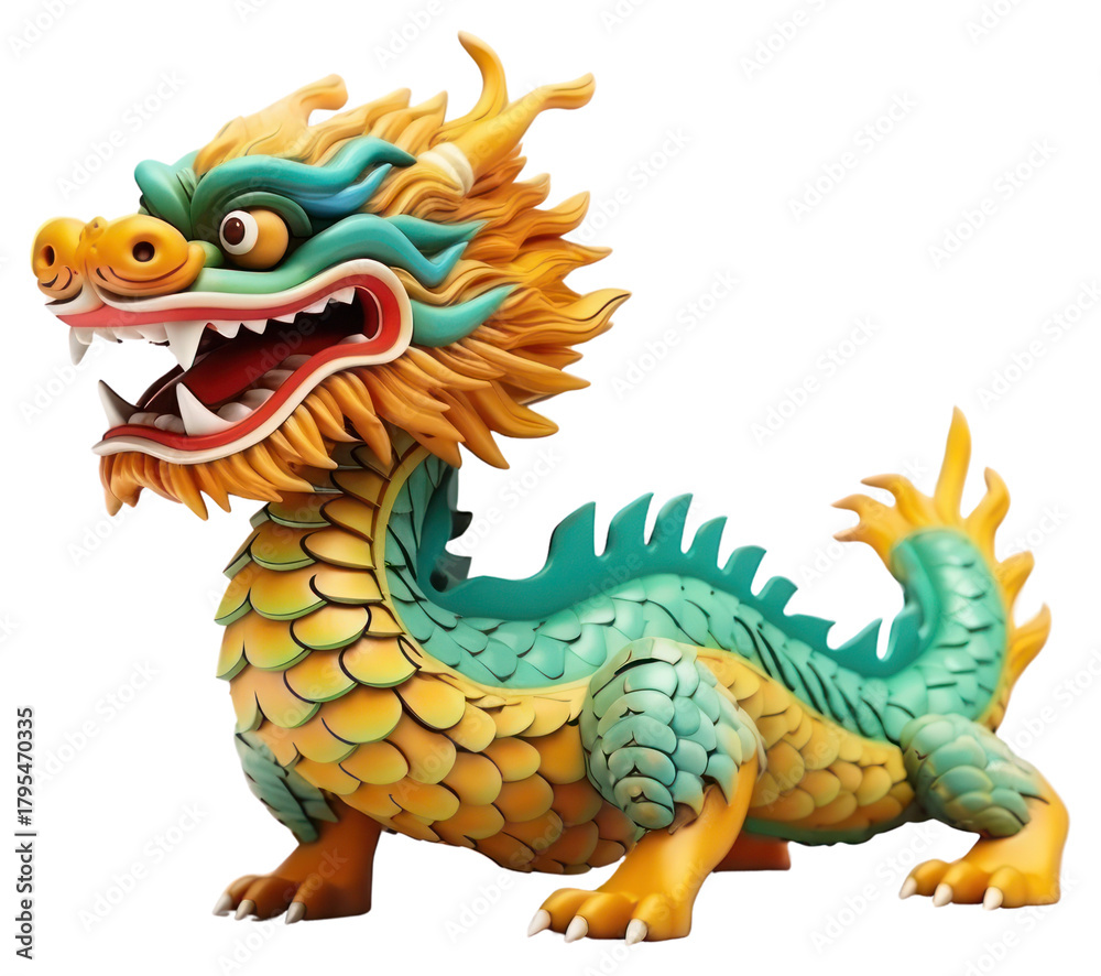 Fototapeta premium PNG Chinese dragon dinosaur animal toy.