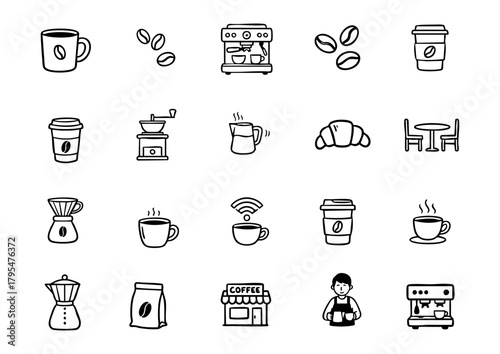 coffee shop line art style icon