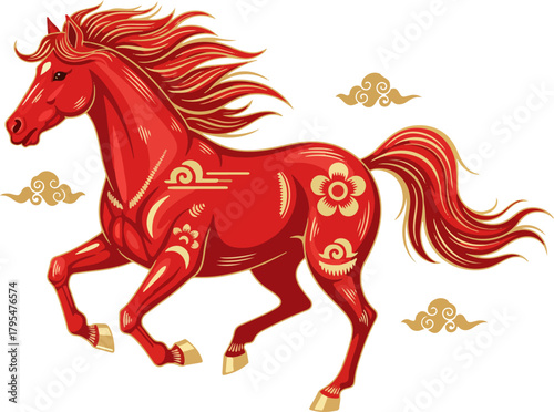 vector illustration of chinese zodiac horse