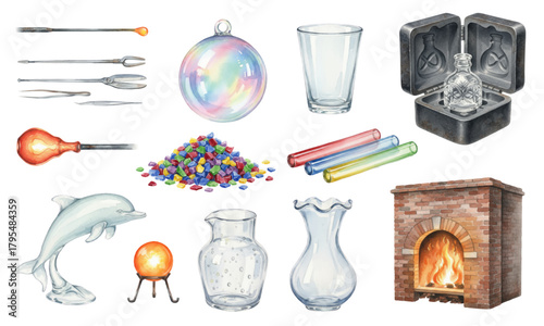Watercolor Glass Blowing and Art Craft Tools Collection