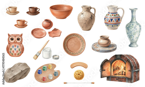 Watercolor Pottery and Ceramics Art Tools Collection Set