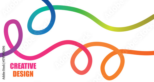 Colorful abstract wavy lines and curves forming a dynamic and creative design on a white background