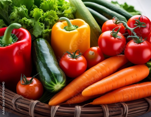 fresh and colorful vegetables a vibrant still life of peppers tomatoes cucumbers and carrots