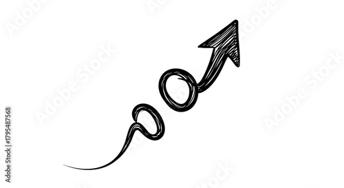 Arrow with Swirl Upward Direction Sketch