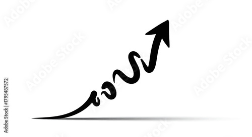 Arrow Upward Black and White Sketch