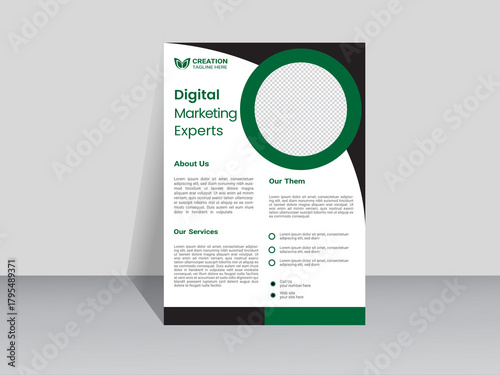  Green flyer design template. Modern template, in green color, and modern design, perfect for creative professional business.