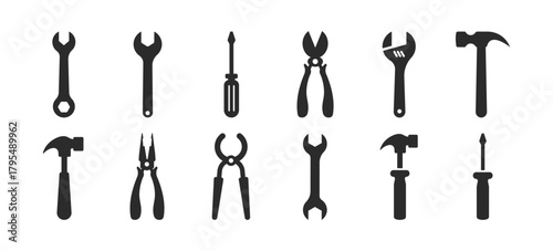 Tool vector icons set. Working tools vector designs
