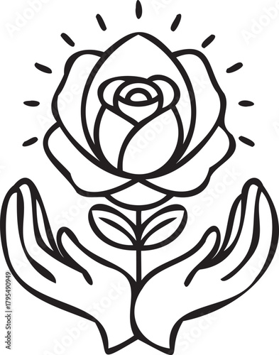 Minimal hand-rose silhouette — contemplative design
