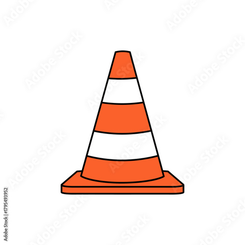 Orange traffic cone, a safety device for road work