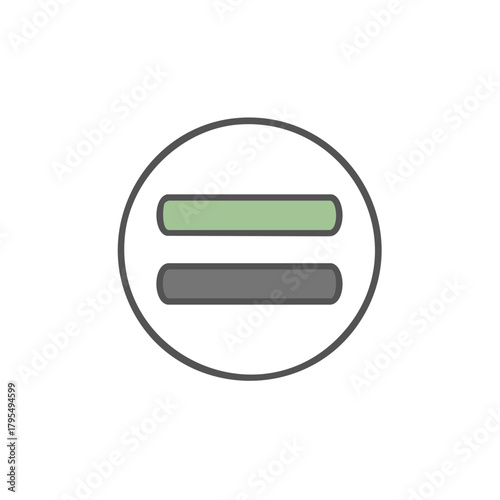 Balanced Equality Symbol with Green and Gray Bars in Circle