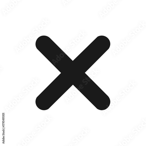 Bold Black Letter X Symbol Simple Geometric Shape Clean Design