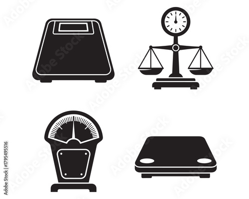 Weighing Scales Icons Vector Set Black and White