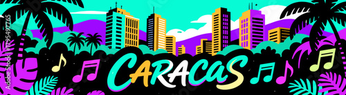 Vibrant Caracas cityscape in vector silhouette style