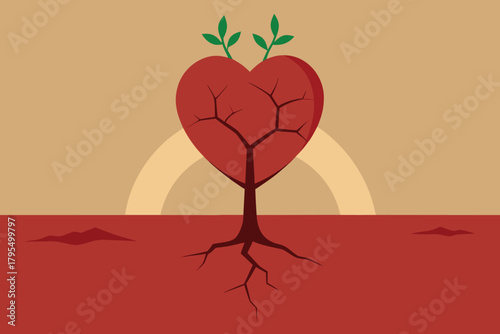 Conscience Day Heart-Root Sapling Vector