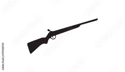 Silhouette of an antique rifle for hunting and target practice with curved wooden stock design vector