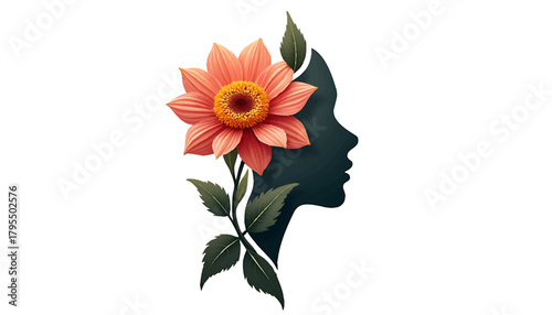 a flower symbol combined with a face silhouette (1)