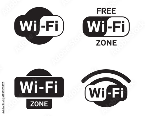 Wifi Symbols Black and White Wireless Internet Connection Icons