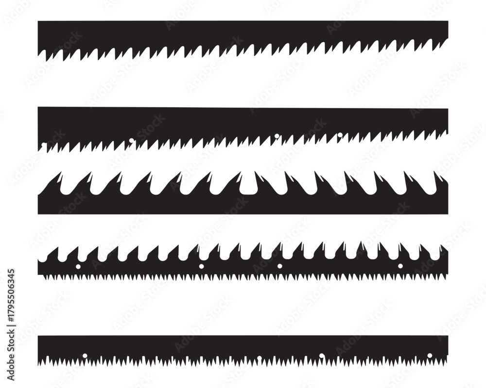Obraz premium Saw Blade Silhouettes Set Carpentry Construction Woodworking Tool