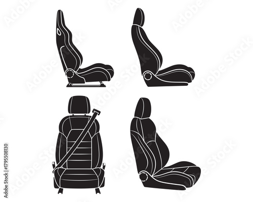 Car Seats Vector Illustration Set Automobile Interior Design