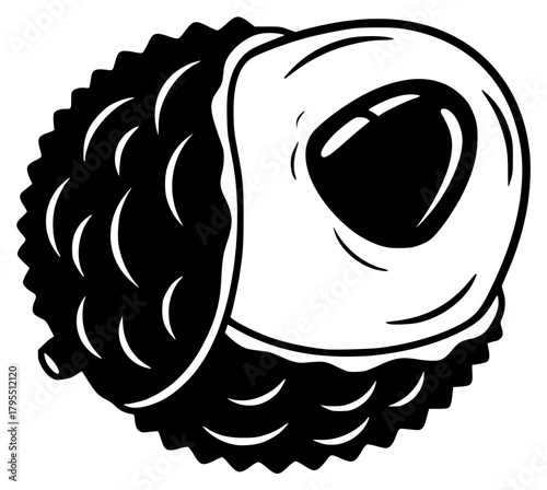A black and white illustration of a camera lens with a wavy texture, black, blowfish, gasmask, goggles, hair, head, illustration, profile, against transparent background