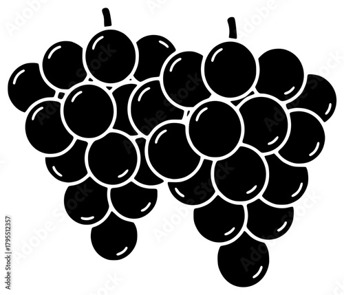 Obraz na plátně A black and white illustration of a bunch of grapes, black, grape, icon, illustr
