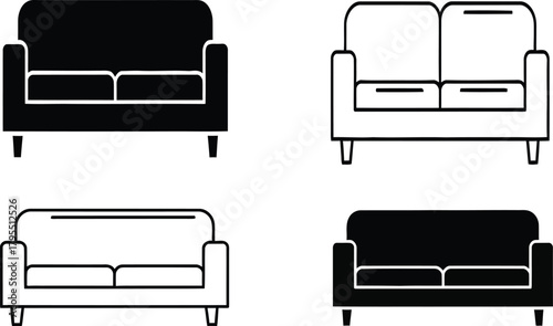 Sofa furniture icon set vector illustration comfortable home seating