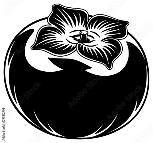 A black and white illustration of an orchid in a yin yang symbol, black, circle, flower, hibiscus flower, illustration, image, logo, petal, profile, white, against transparent background