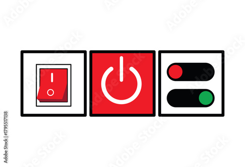 ON OFF BUTTON VARIATIONS, VECTOR DESIGN, USEFUL FOR UI UX AND WEB ICONS