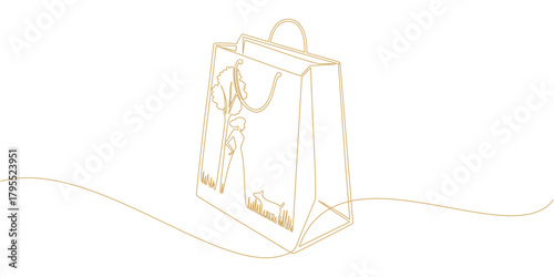 Papper Bag with golden line art style