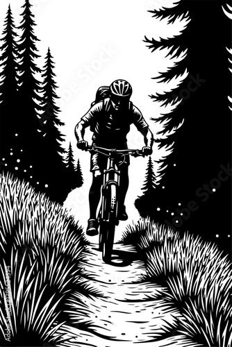 Mountain Trail Rider Black Vector