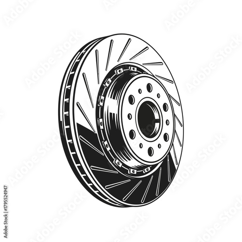 Detailed illustration of a car brake disc rotor, a crucial component of the braking system