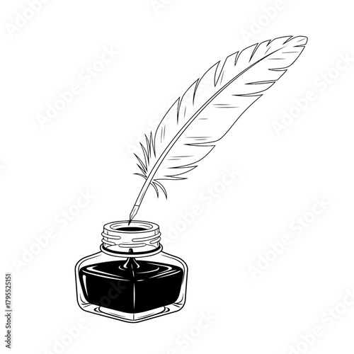 Quill pen in an inkwell