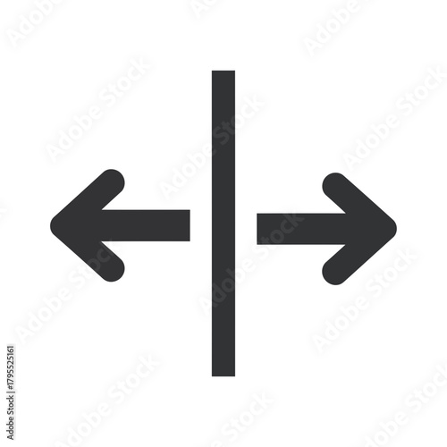 Black silhouette of two arrows pointing left and right from a vertical line