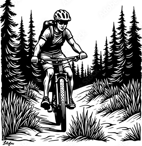 Mountain Trail Rider Black Vector