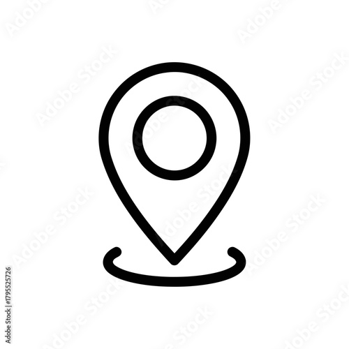 A simple line drawing of a location pin or map marker