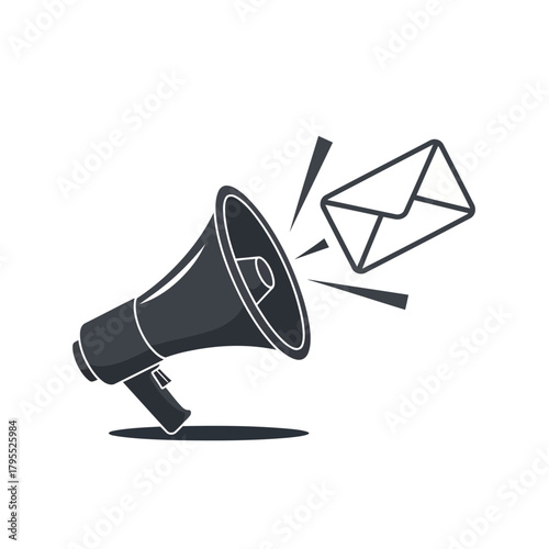 Megaphone announcing an email