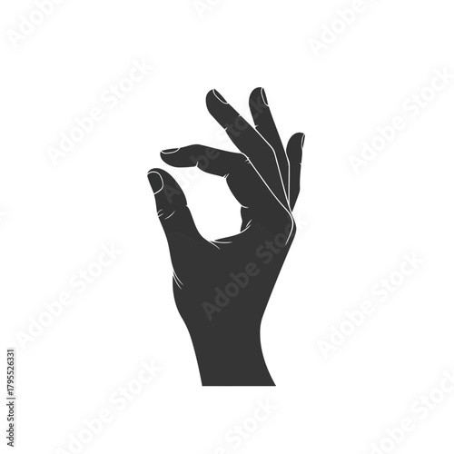 Silhouette of a hand pinching with thumb and index finger