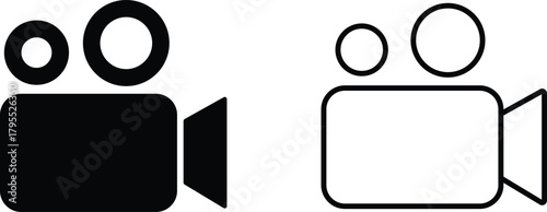 Video Camera and Camcorder Icons Set - Movie Recording, Film Production and Media Vector