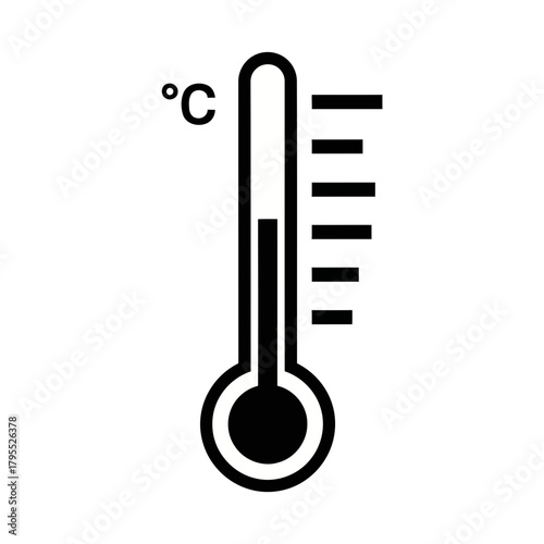 Thermometer icon showing celsius temperature, indicating measurement of heat or cold