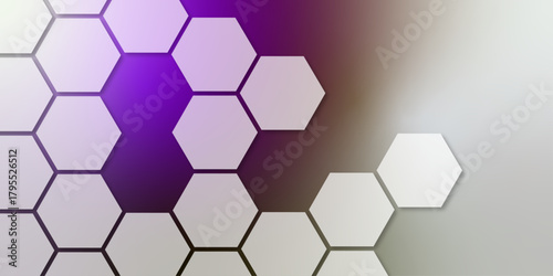 Abstract hexagonal pattern on gradient background. hexagonal pattern in shades of white, creating a modern 3D effect. abstract background with hexagons. smooth transitions between each white hexagon.