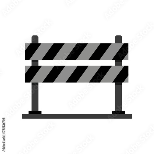 Construction barrier with black and gray stripes