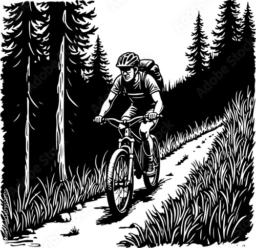 Mountain Trail Rider Black Vector