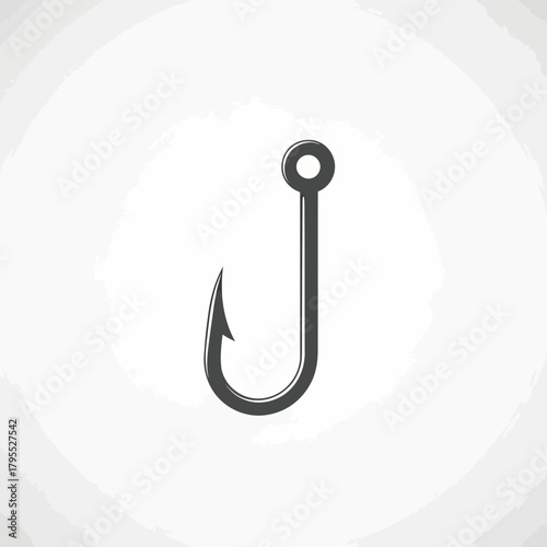 A simple, stylized illustration of a fishing hook