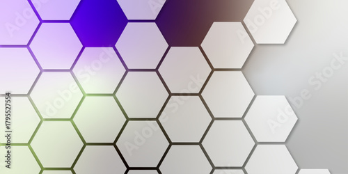 Abstract hexagonal pattern on gradient background. hexagonal pattern in shades of white, creating a modern 3D effect. abstract background with hexagons. smooth transitions between each white hexagon.