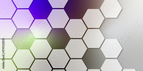Abstract hexagonal pattern on gradient background. hexagonal pattern in shades of white, creating a modern 3D effect. abstract background with hexagons. smooth transitions between each white hexagon.