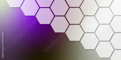 Abstract hexagonal pattern on gradient background. hexagonal pattern in shades of white, creating a modern 3D effect. abstract background with hexagons. smooth transitions between each white hexagon.