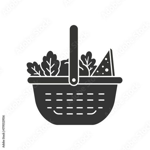 Shopping basket filled with lettuce and cheese