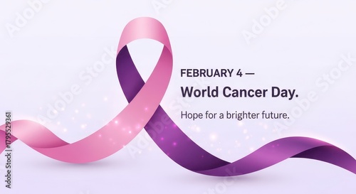World Cancer Day Ribbon with Hope Message. Ai generation